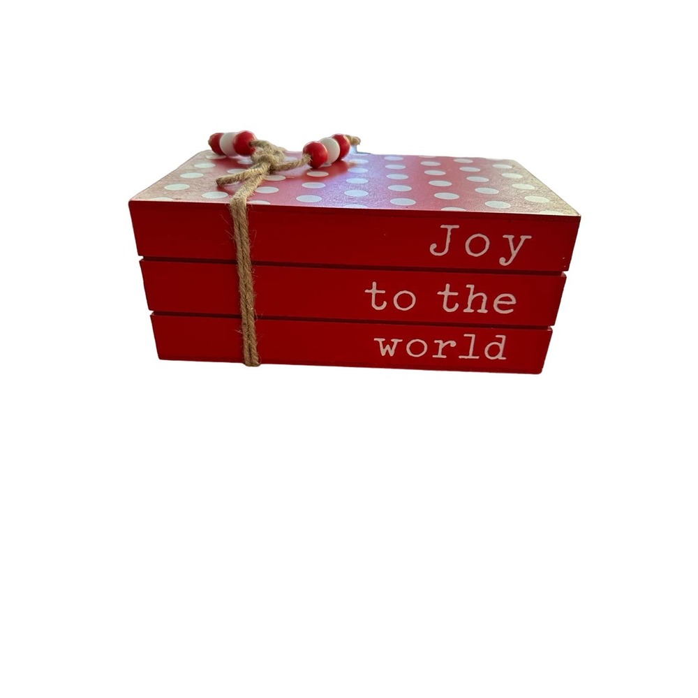 Christmas decor- Book stack of wood -Joy to the world- NWT - 7.75x3.5